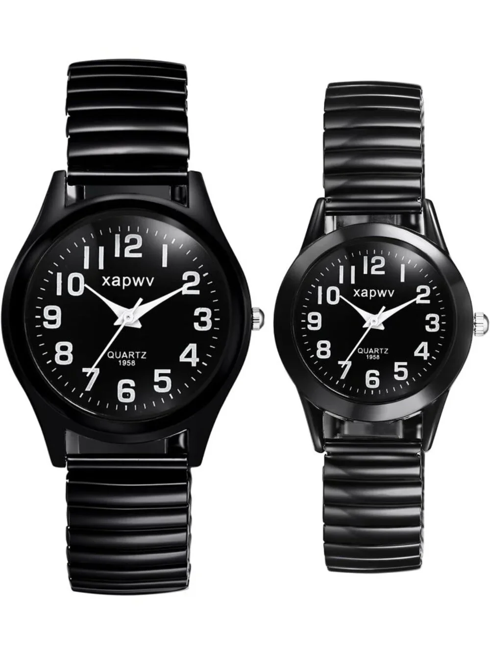 Women's Black Stretch Band Couple Bangle Ultrathin Elastic Strap Wrist Watch